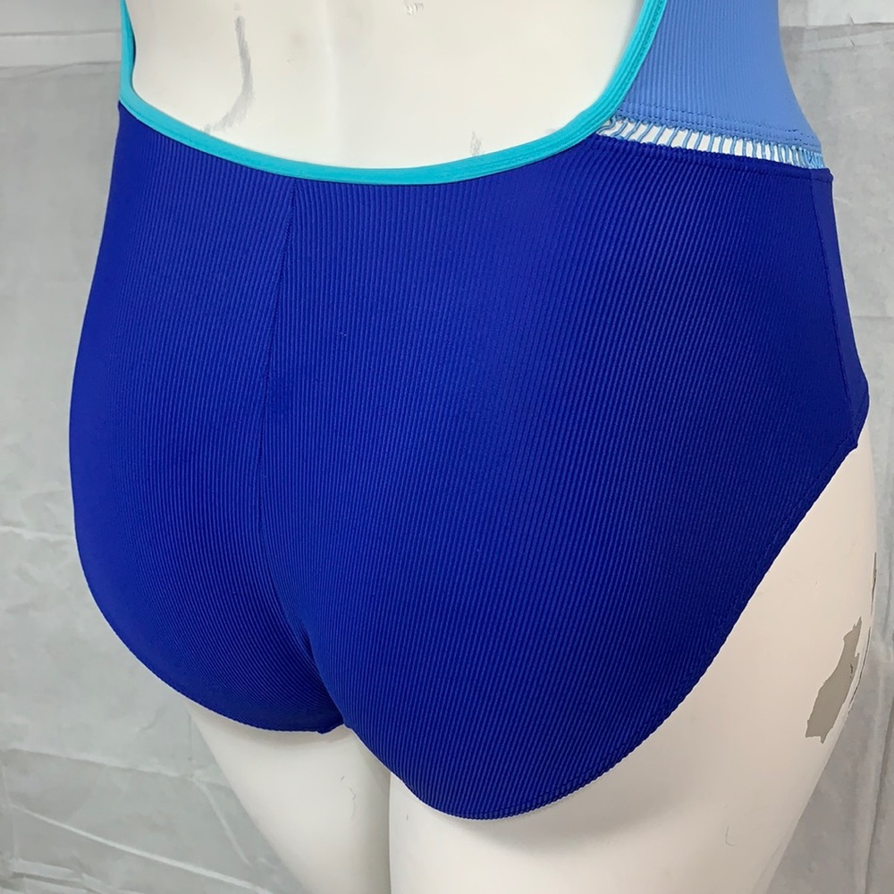 Vintage Colorblock Ribbed Cut Out Bathing Swim Suit 1 piece - Picture 11 of 16